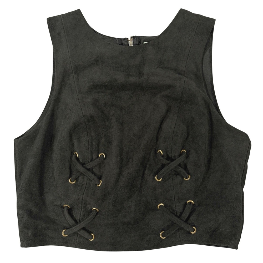Faux Suede Cropped Corset Vest Juniors Medium Whimsigoth The Craft pirate Biker